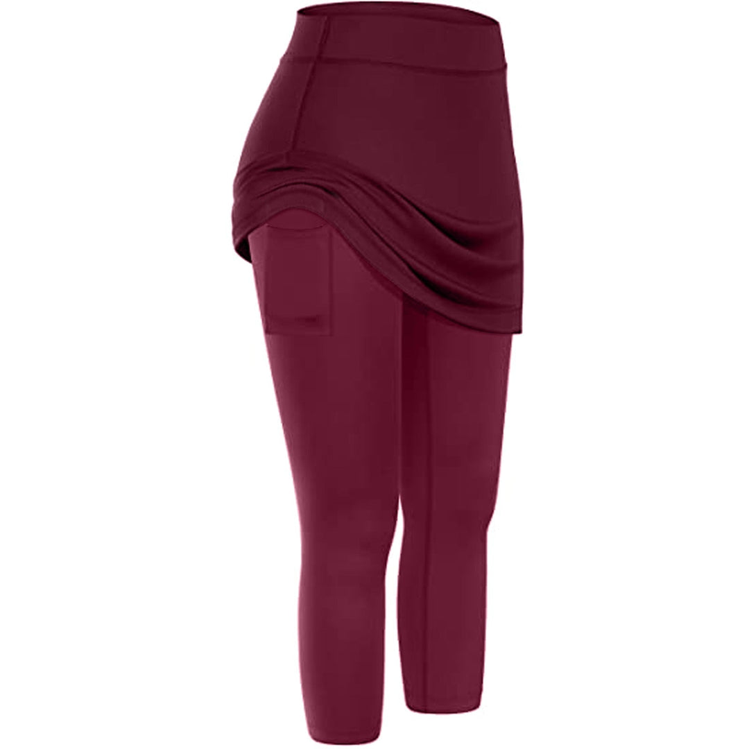 Women's Mireille skirted leggings, blending modesty, comfort, and practical pockets.