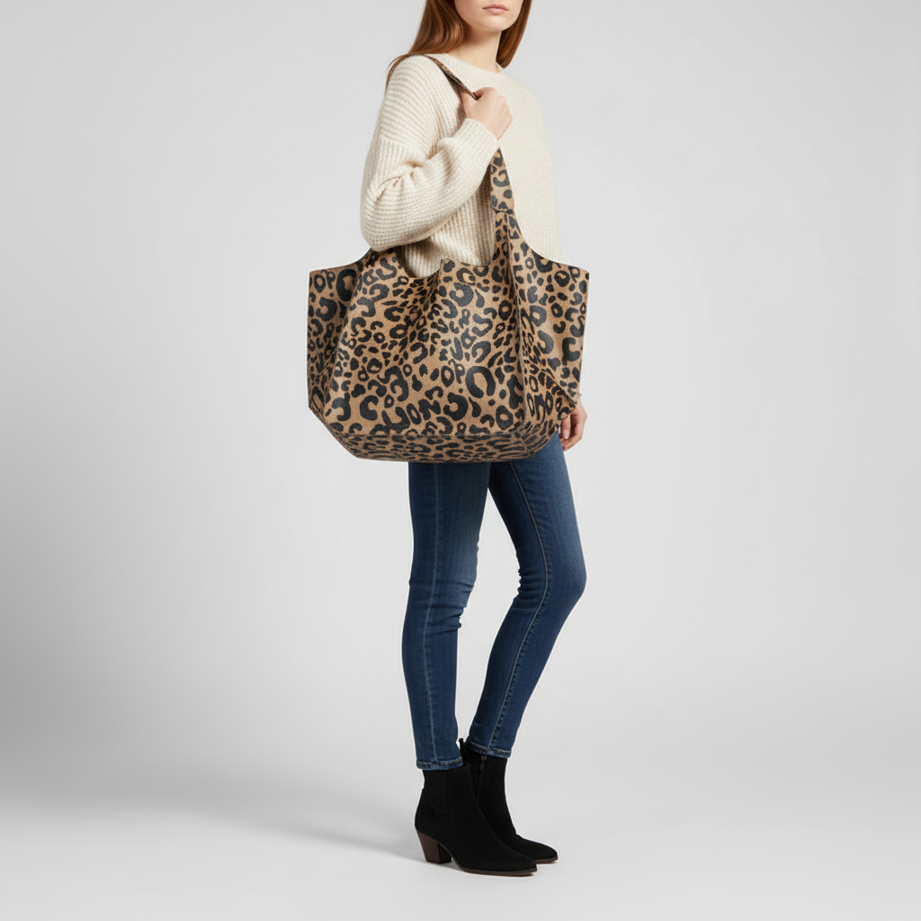 Modern vegan leather tote bag for women. A large capacity shoulder bag, ideal as an everyday handbag.