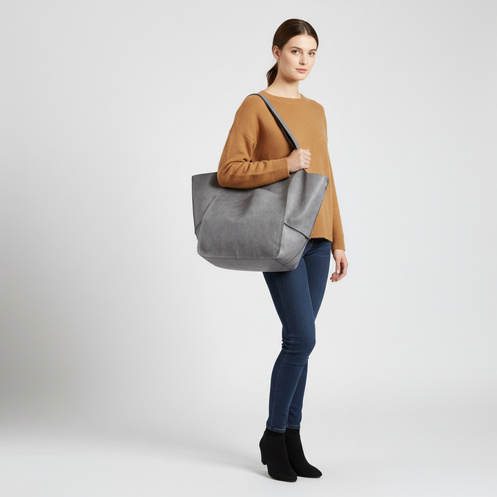 Versatile vegan leather women's tote bag. Roomy shoulder bag for everyday, work, and fashion.