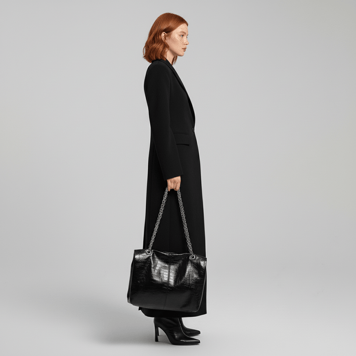 Chic ruby longline tailored coat for women, perfect for formal or casual styling.