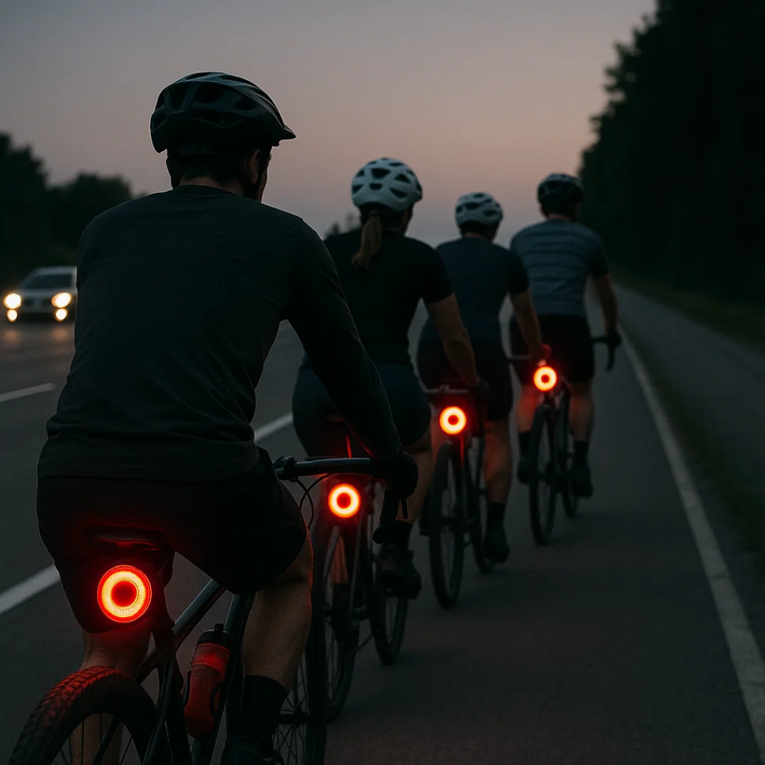Waterproof rear brake light for road, mountain, & e-bikes. 6 modes, USB rechargeable for night safety.