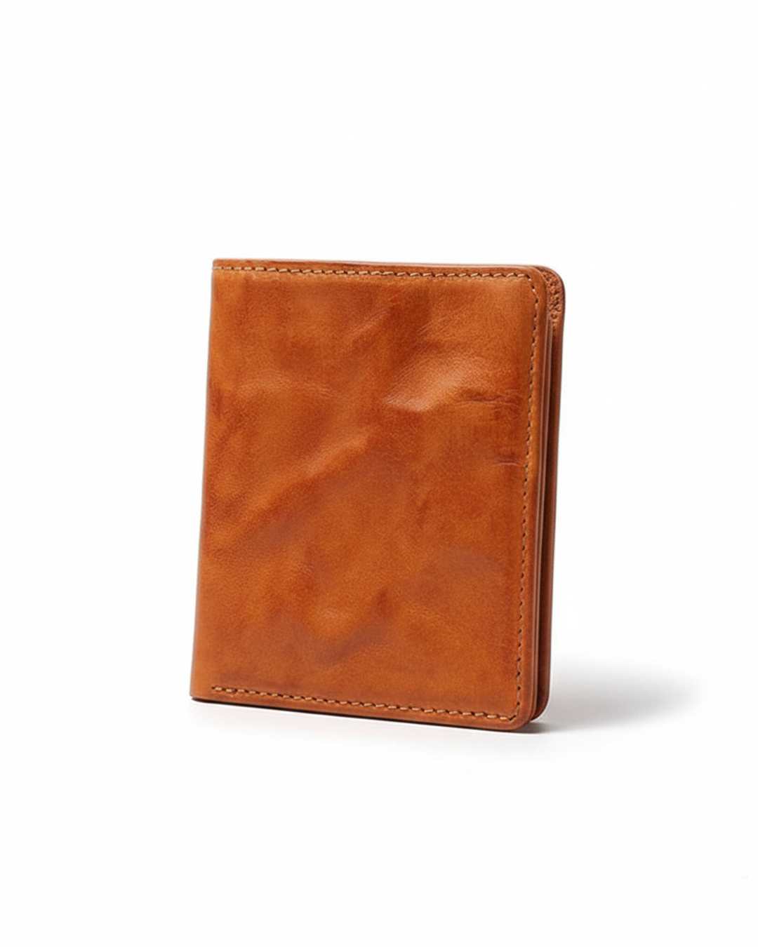 Rugged men's full grain cowhide leather tri-fold wallet, durable and slim, perfect gift for him
