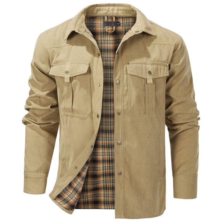 Back view of a durable men's workwear jacket, suitable for outdoor activities