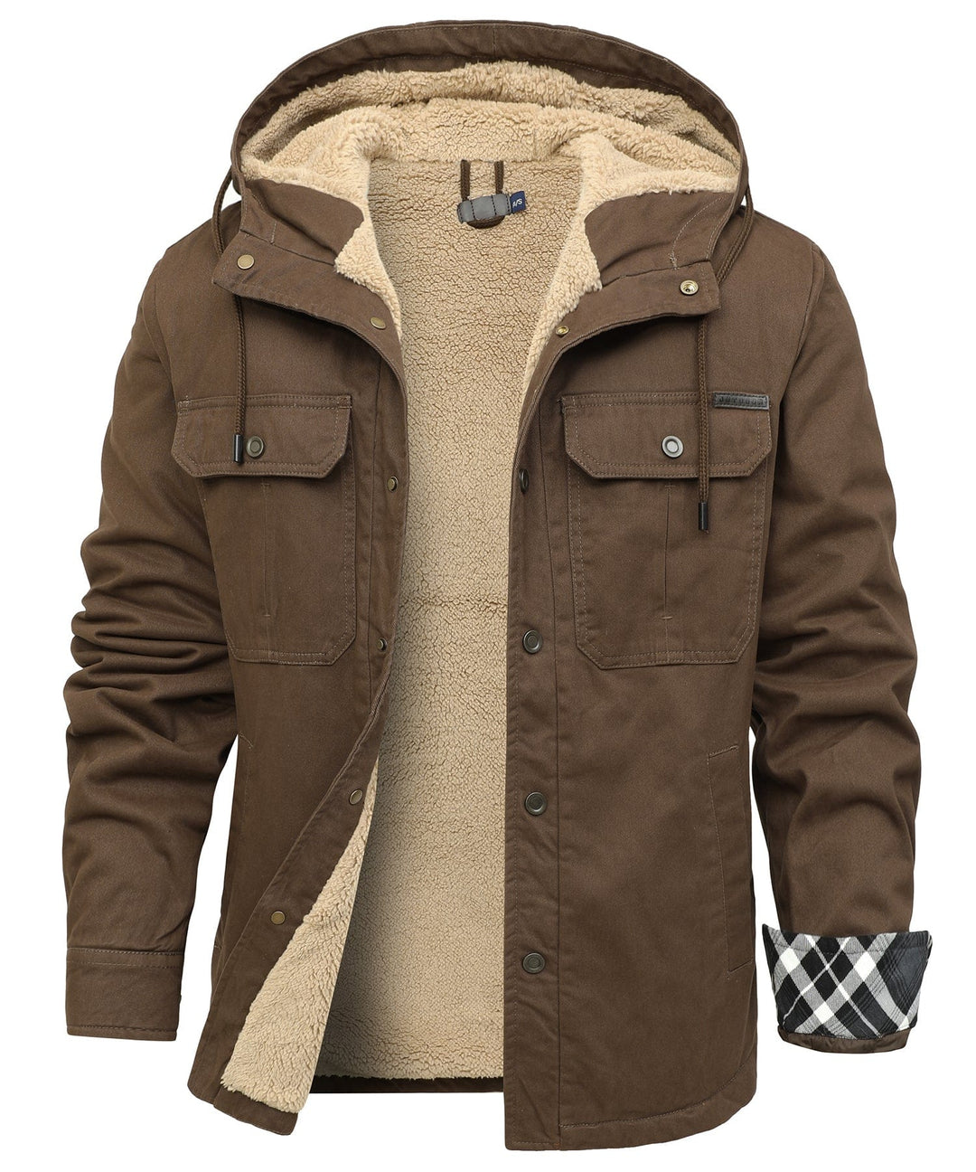 Rugged men's casual jacket, thermal fleece, perfect for layering in cold