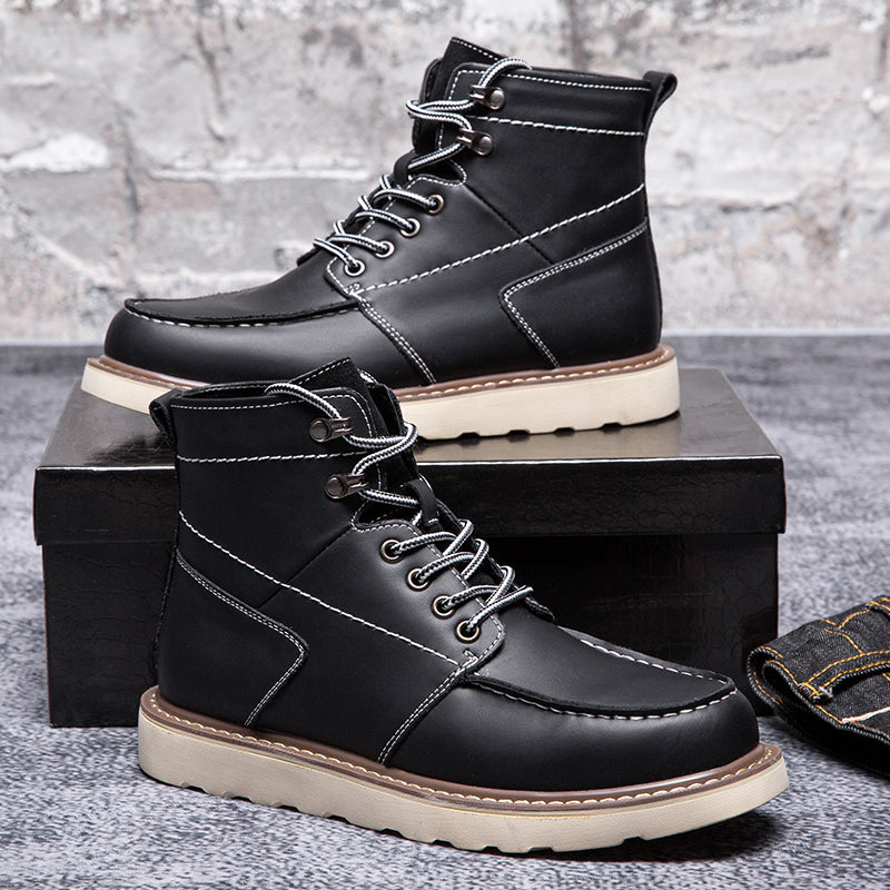 Rugged men's black chukka boots, waterproof and durable, excellent for urban casual exploration