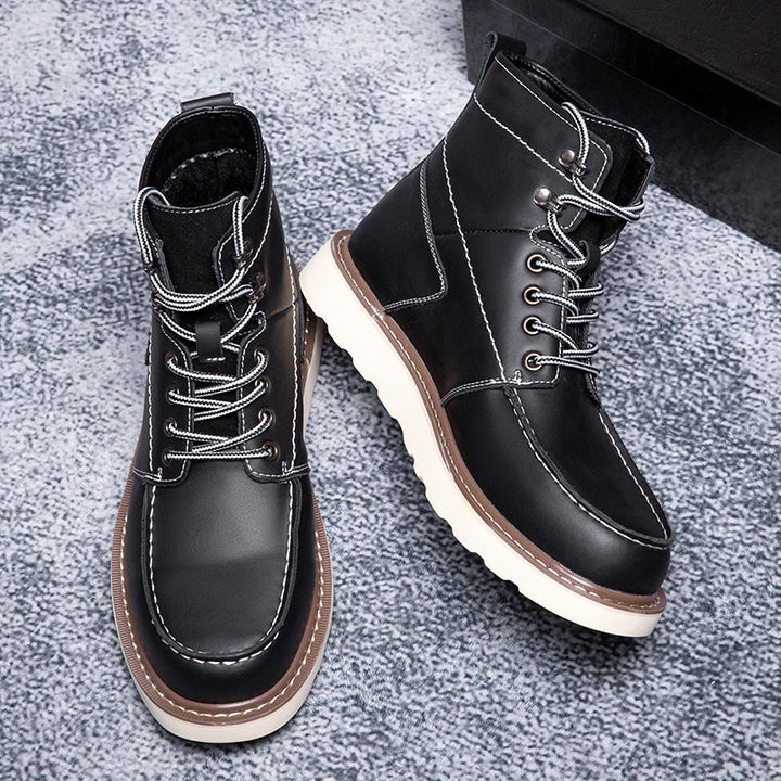 Black men's waterproof chukka boots in a lineup, showcasing consistent quality and durable design