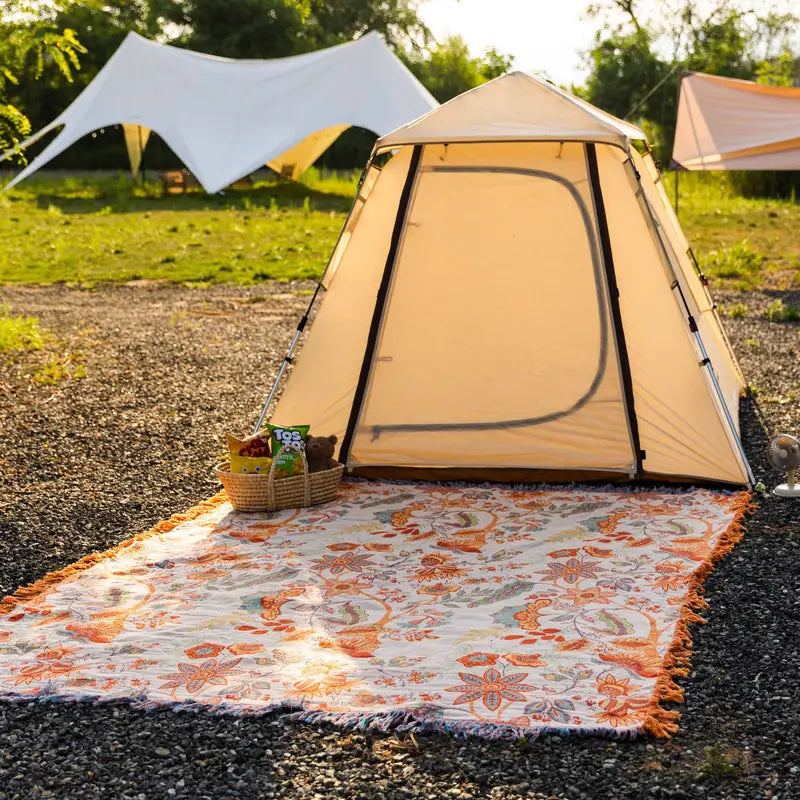 Bohemian Rustic Floral Throw: Unisex 100% cotton blanket, soft and decorative for a chic home decor update.