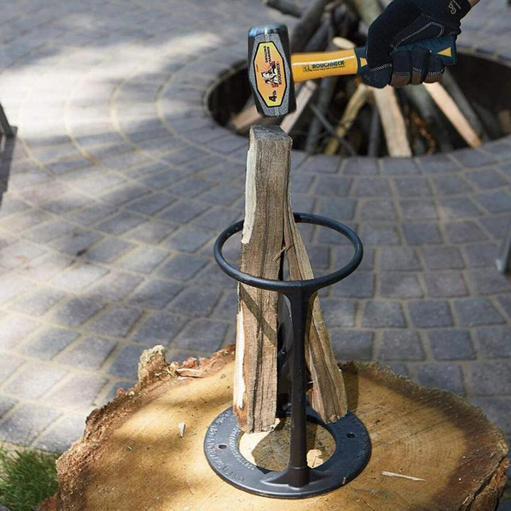 Sturdy manual firewood splitter for safe and efficient log splitting. Essential wood preparation tool.