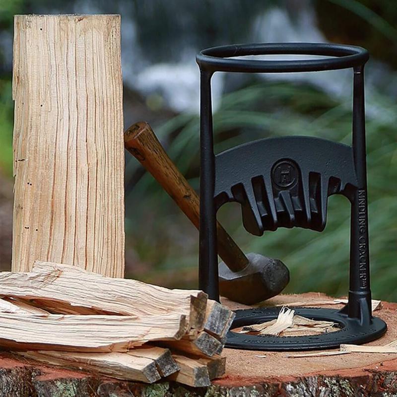 Versatile manual log splitter, perfect for camping gear, home heating, and outdoor firewood preparation.