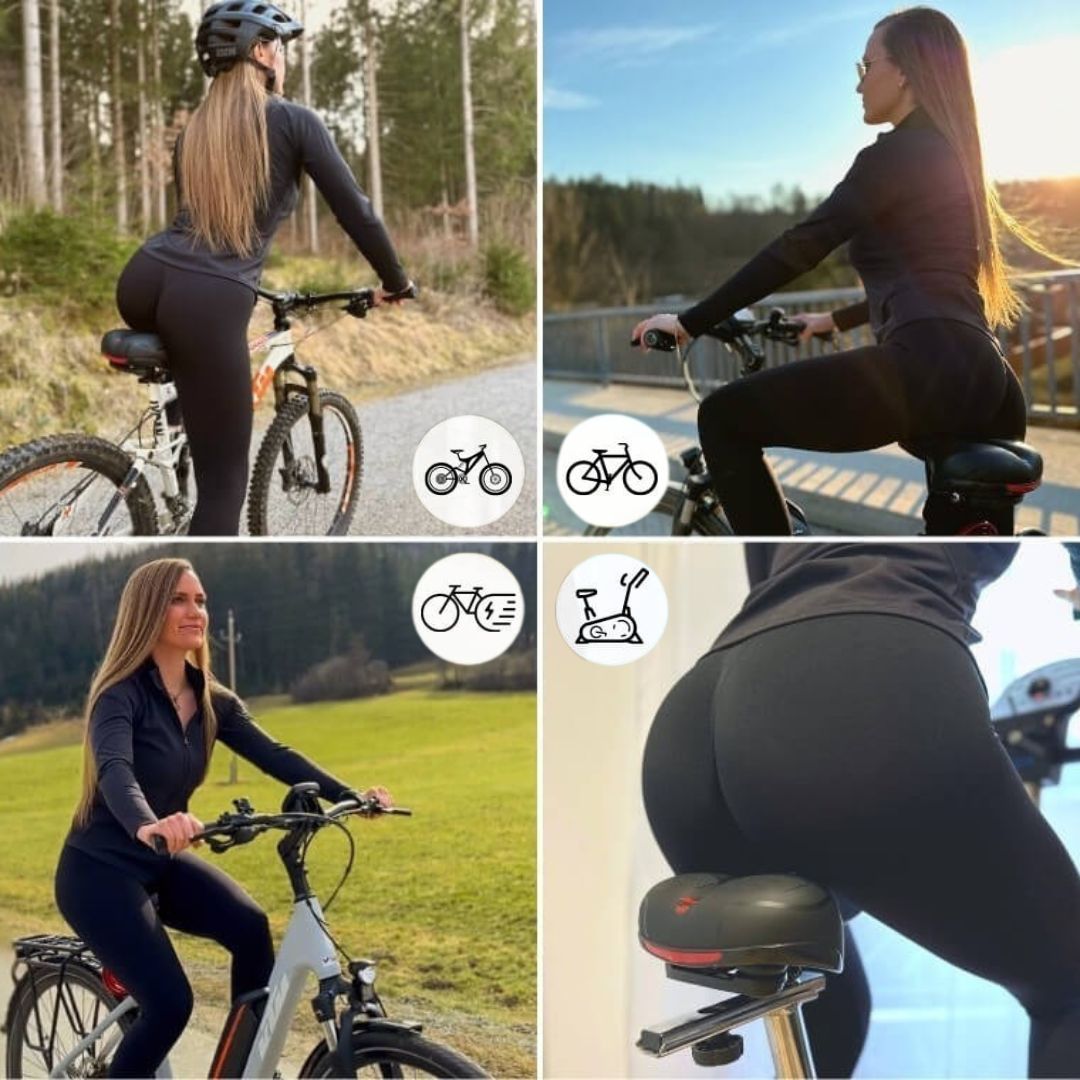 Ergonomic unisex bike saddle with integrated suspension. Comfortable bicycle seat for universal fit & outdoor riding.