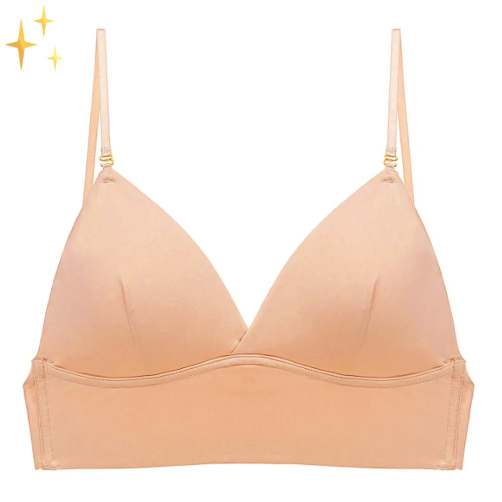Elegant beige seamless backless bra, ideal invisible lingerie for women's formal evening gowns.