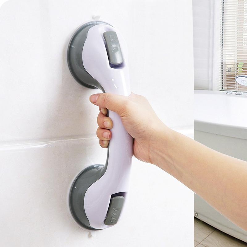 Non-slip safety handrail with strong suction, offers reliable bathroom support & home safety.