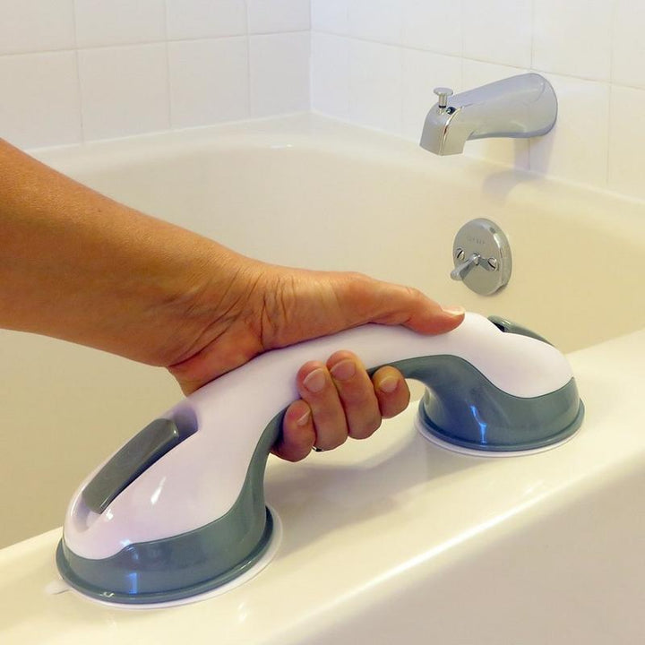 Secure-Grip shower handrail, non-slip support for enhanced bath safety & independence.