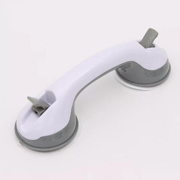 Mobility aid handrail for bath and shower, provides sturdy non-slip grip for elderly safety.
