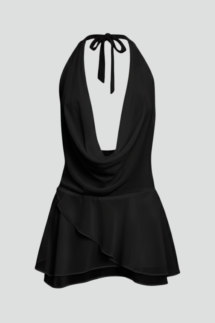 Seductive women's V-neck open back mini dress, perfect for parties & evening events. Elegant & trendy.