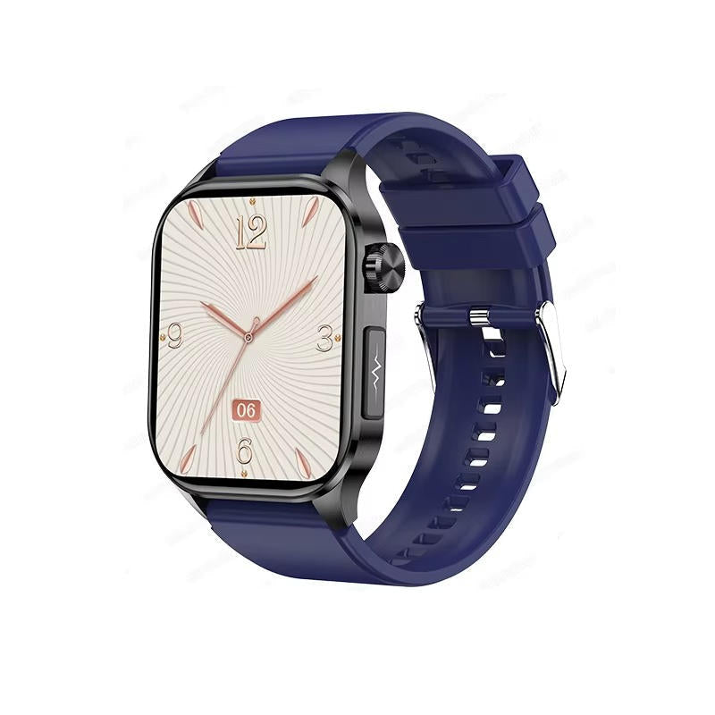 Wearable senior health smartwatch, monitoring blood sugar, pressure, and heart rate throughout the day.