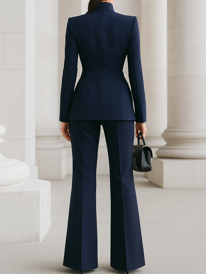 Professional women's two-piece suit: Sharie tailored blazer & trousers. Sophisticated office & formal wear.
