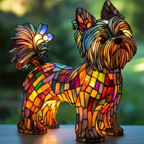 Shimmering LED dog accent light, provides a warm, comforting glow for relaxation.