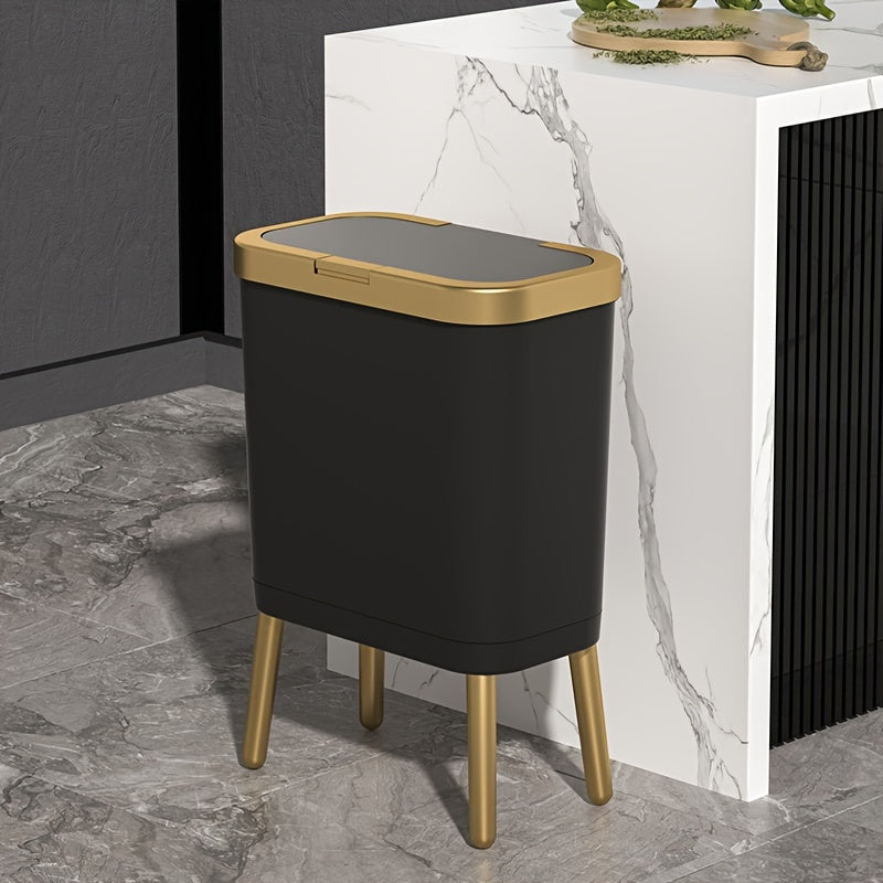 Elegant 15L household waste bin with advanced odor control lid and contemporary sleek design.