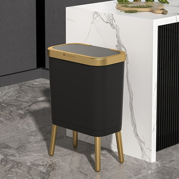 Elegant 15L household waste bin with advanced odor control lid and contemporary sleek design.