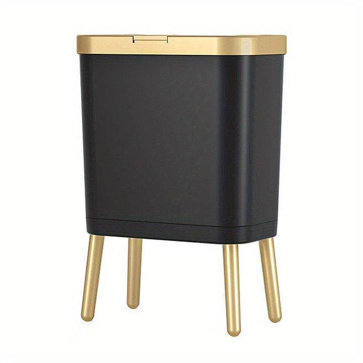 Minimalist 15L trash can with sleek design and odor control lid, enhancing modern home decor.