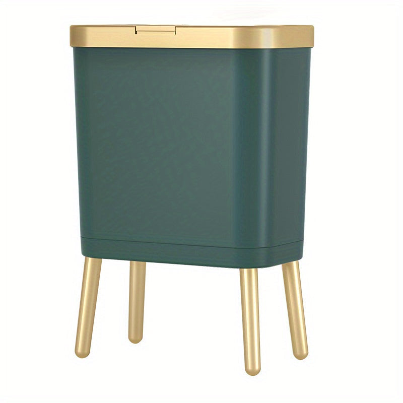 Stylish 15L waste management bin with odor control lid & sleek design for efficient household organization.