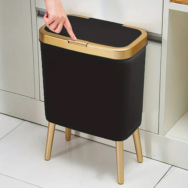 Modern 15L trash can with sleek design & odor control flip lid, ideal for space-saving home organization.