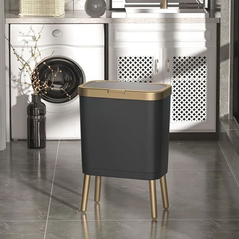 Bathroom trash can, 15L, with odor control, sleek design, perfect for small spaces & modern decor.