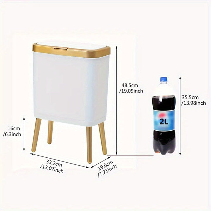 15L household waste bin, sleek design, odor control lid, great for kitchen, bathroom, or office recycling.
