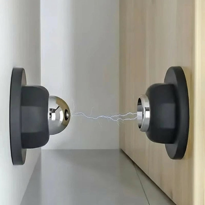 Sleek magnetic door stop for wall or floor mount. Modern design & strong hold keep doors open safely.