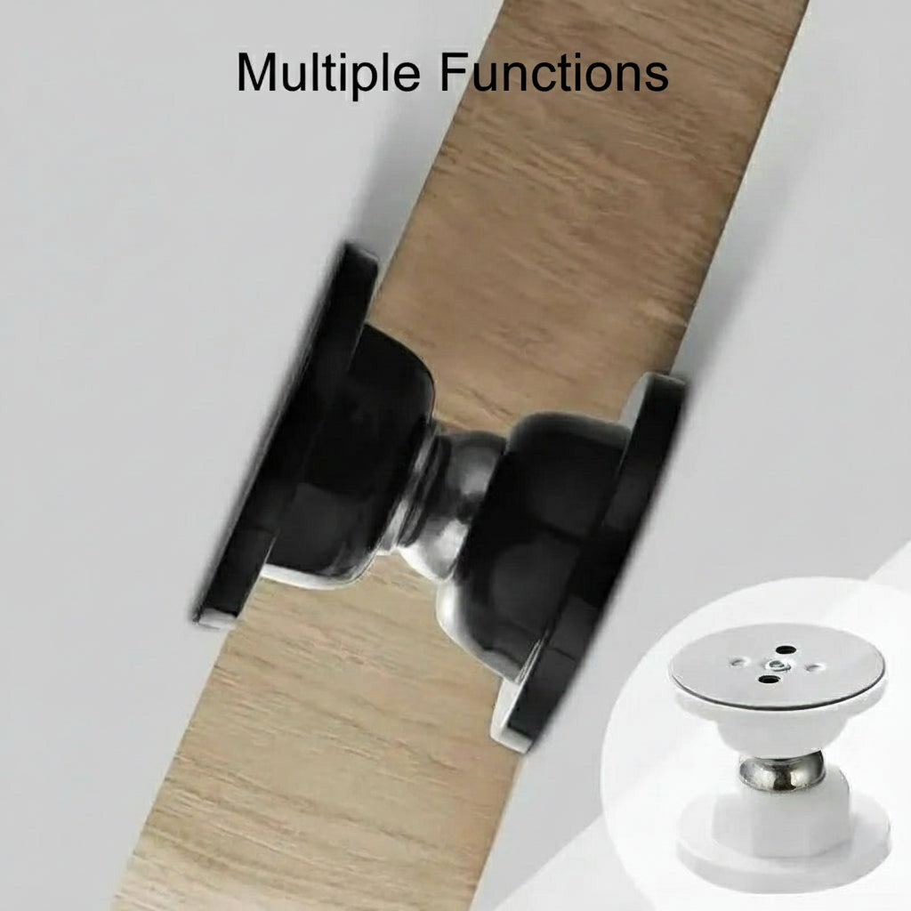 Magnetic door stop & holder prevents slams, protects walls. Easy adhesive install on floor or wall. Home safety.