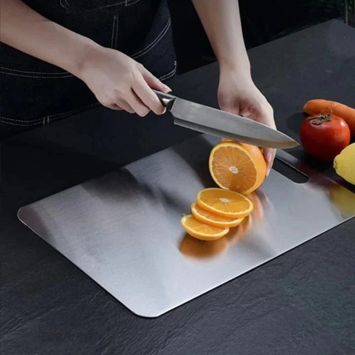 Premium titanium cutting board. Non-porous, dishwasher safe, and highly durable for all kitchen food prep.