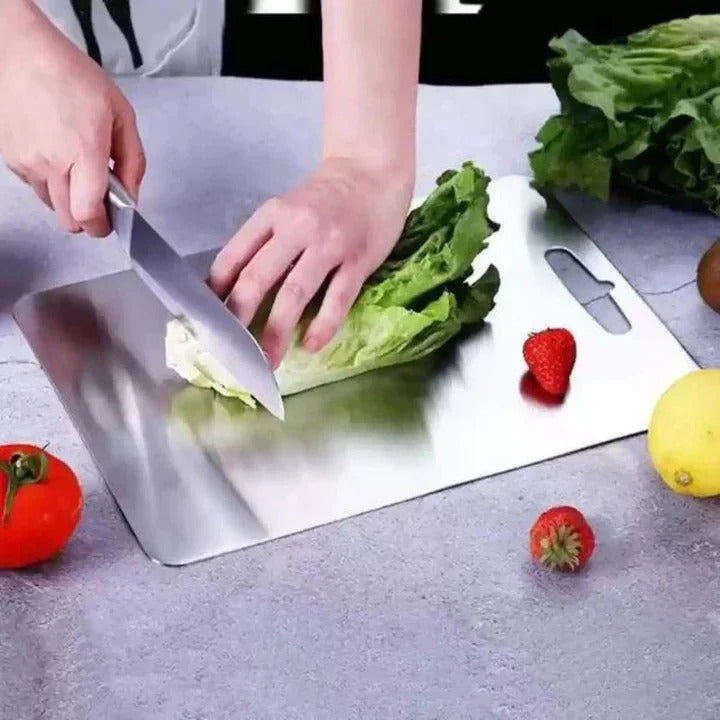 High-quality titanium cutting board. Ensures hygienic food prep with its durable, sleek design for kitchens.
