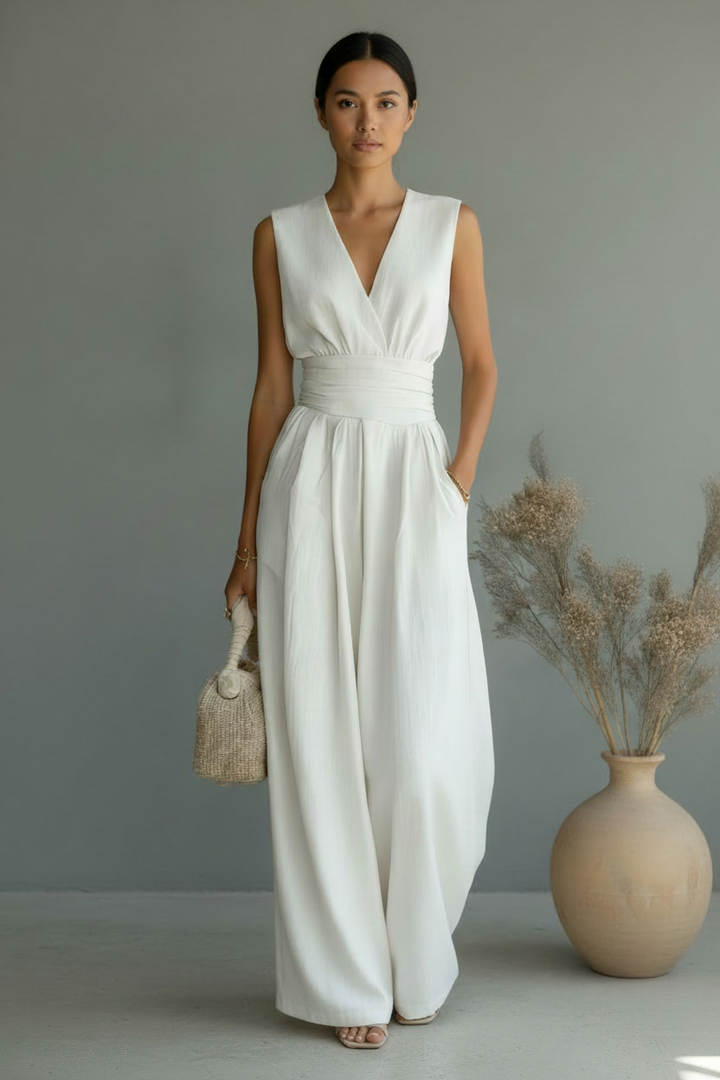 Chic women's sleek cross waist two-piece set, a comfortable & stylish jumpsuit alternative for contemporary fashion.