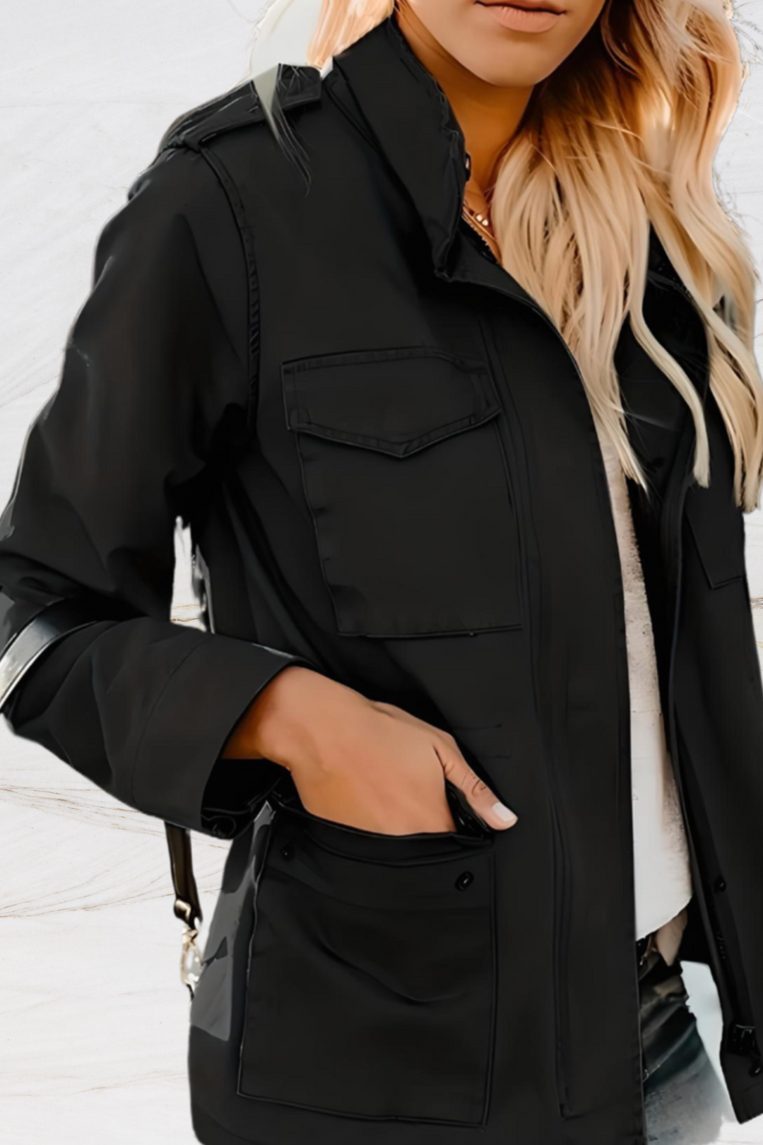 Versatile women's open front jacket, ideal for office casual or a modern layering piece.