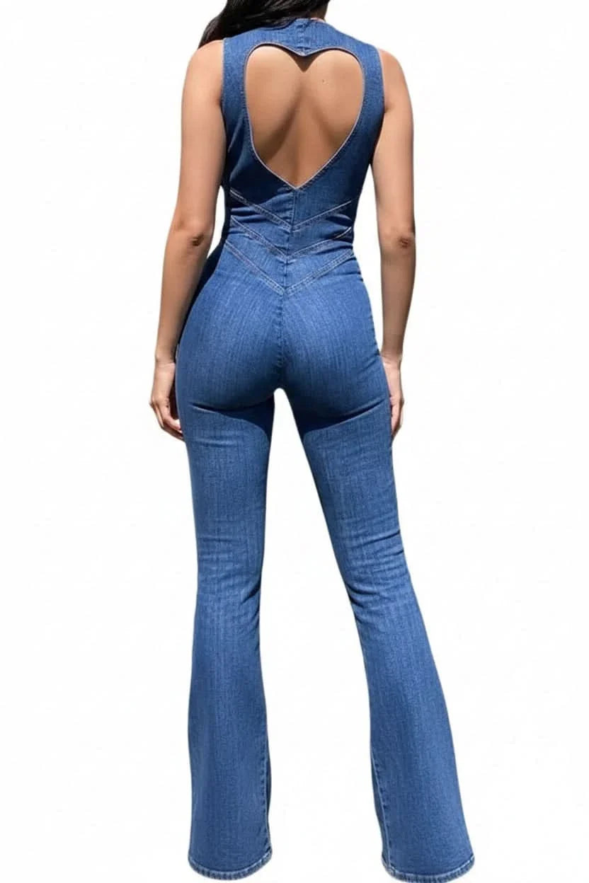 Comfortable women's V-neck jumpsuit, perfect for both casual day wear and chic evening events.