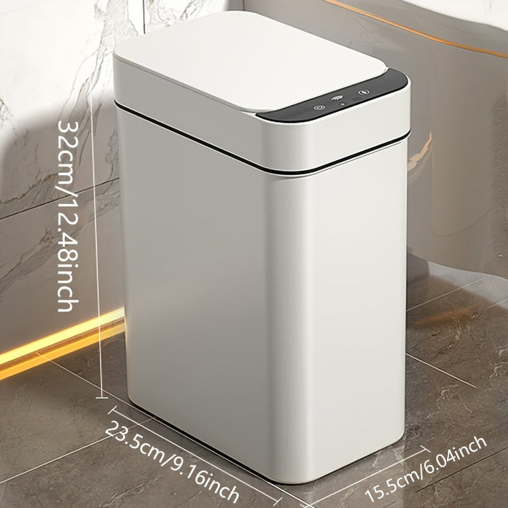 Modern 11L touch-free sensor trash can, slim design for contemporary kitchen & bathroom.
