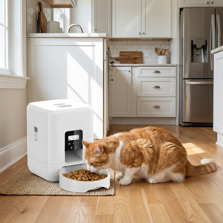 Smart automatic pet feeder for dogs & cats. Programmable for consistent meal routines & portion control with dry food.