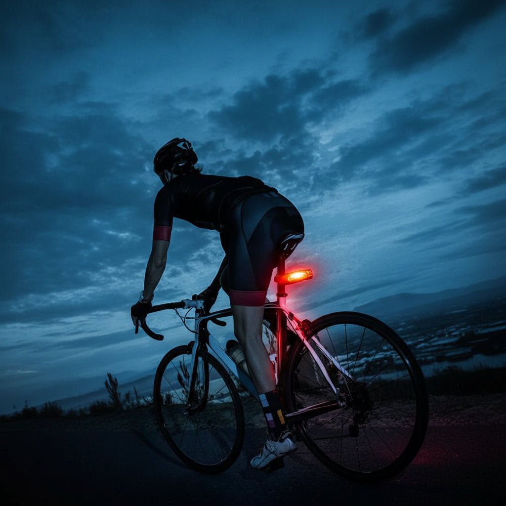 Sleek unisex smart rear light with integrated anti-theft alarm. USB rechargeable for daily commutes.