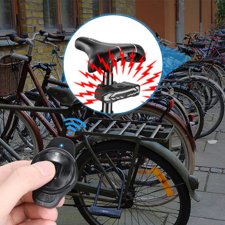 Unisex smart bike rear light, an anti-theft alarm, and a safety accessory. USB rechargeable.