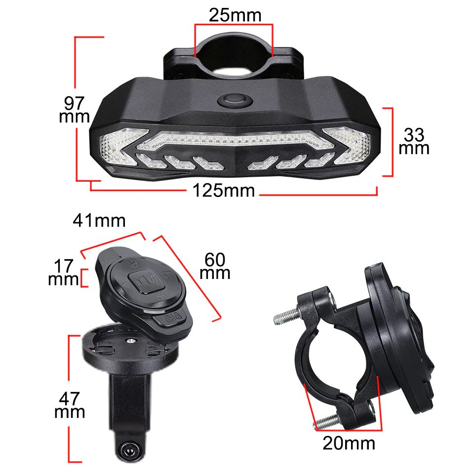Bike rear light with anti-theft alarm. Smart cycling safety accessory, USB rechargeable & waterproof.