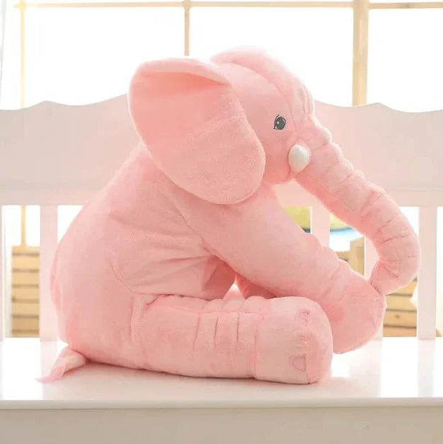 Cozy elephant animal pillow, a soft plush toy for nursery decor, toddler toy, and kids bedroom.