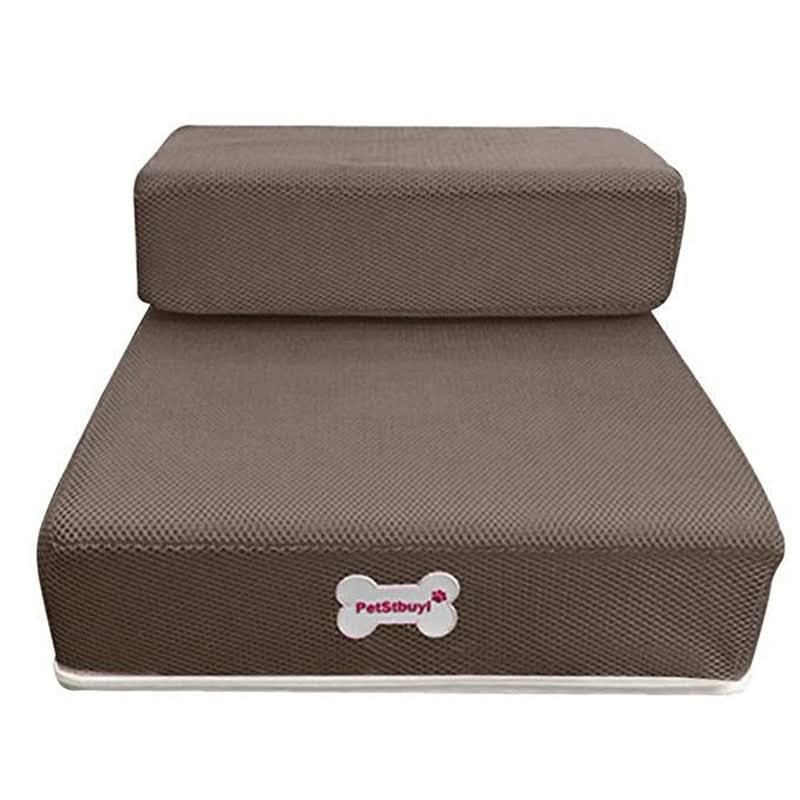 Soft foam pet steps with removable washable cover for small dogs & cats, easy care.