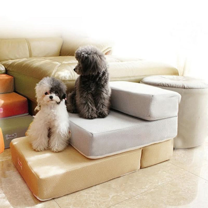 Joint-friendly cat steps, soft & stable, helping pets access sofas and prevent jumping strain.