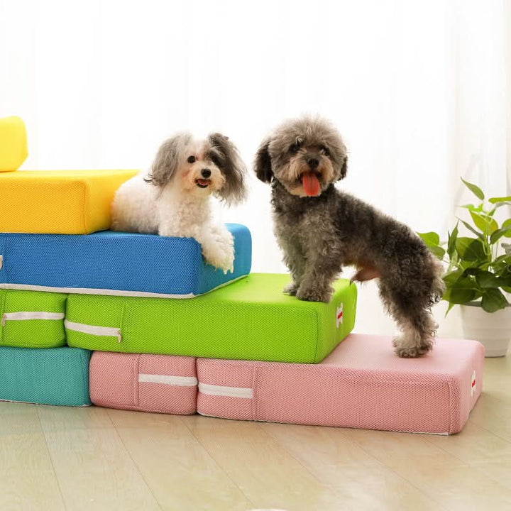 Washable pet steps for dogs & cats, easy-clean soft cover, ideal for home furniture access.