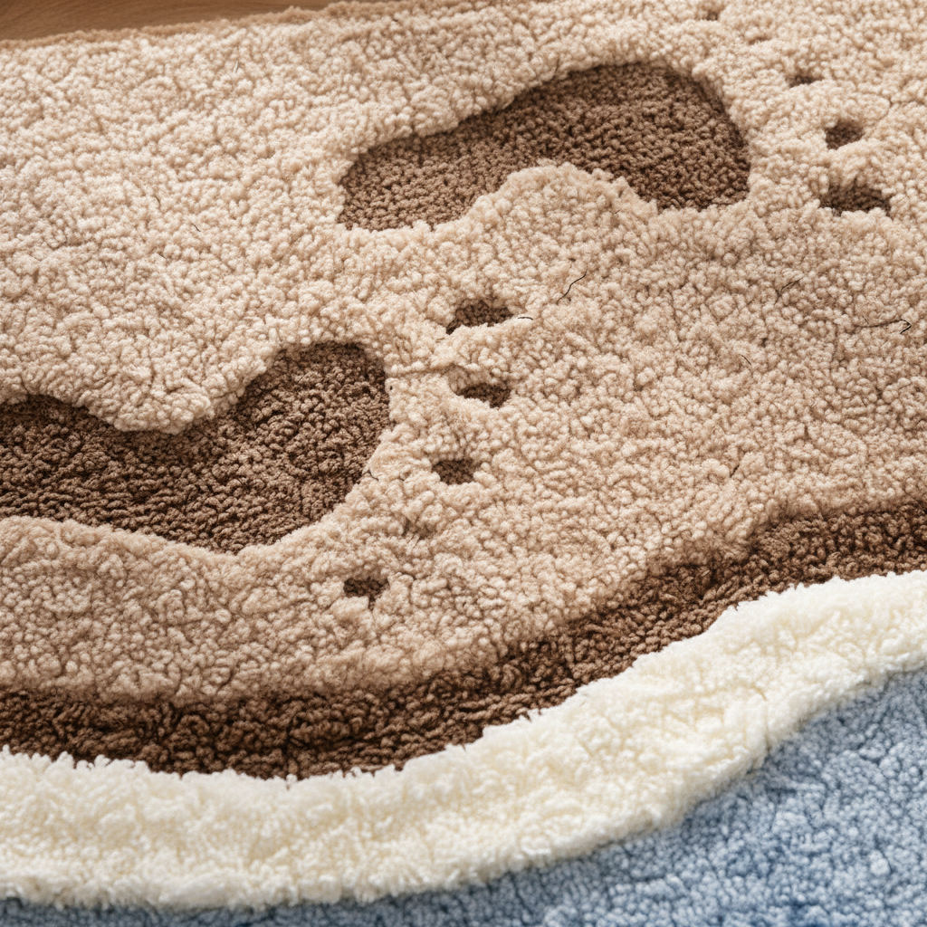 Absorbent plush bathroom mat with non-slip backing, serene nature aesthetic for home decor.