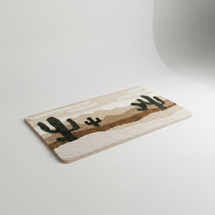 Ultra-soft plush bathroom floor mat, non-slip & absorbent. Perfect for a serene, cozy home.