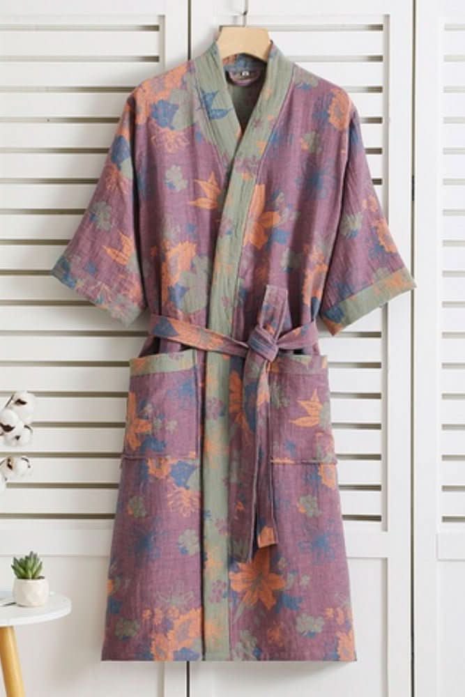 Soft women's lightweight home wear robe, comfortable for lounging and relaxation, tie waist.