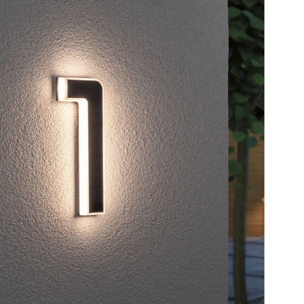 Modern solar address sign for home exterior, easy install, weatherproof & enhances curb appeal.