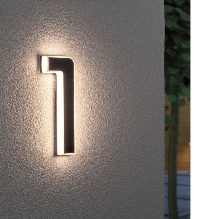 Modern solar address sign for home exterior, easy install, weatherproof & enhances curb appeal.